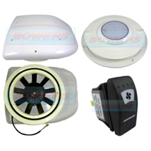 24v Low Profile Motorised Turbo Roof Air Vent & Extractor Fan + Internal Vent With LED Light